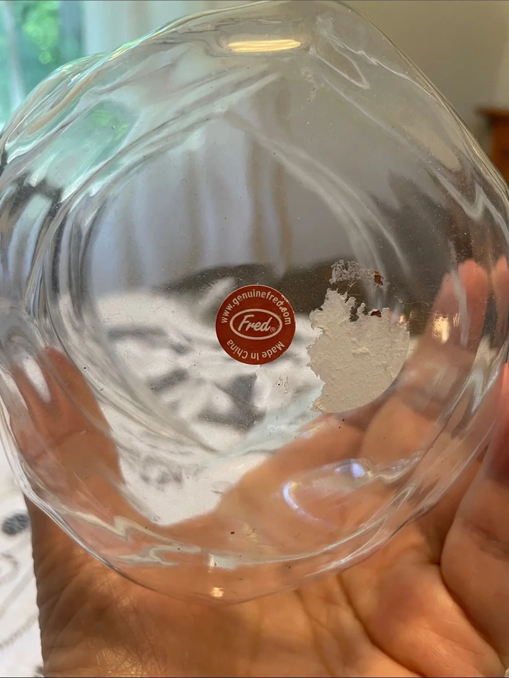 Genuine Fred Clear Glass Unzip Ripple-Textured Hand Blown Bud Bowl or Vase